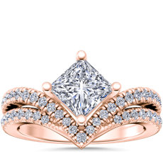 Double Row Diamond Chevron Engagement Ring in 18k Rose Gold (1/3 ct. tw.)